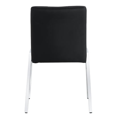 2 pcs Grid Armless Faux Leather High Back Upholstered Padded Dining Chairs- Black_16