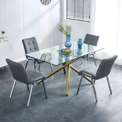 2 pcs Grid Armless Faux Leather High Back Upholstered Padded Dining Chairs- Grey_5