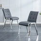 2 pcs Grid Armless Faux Leather High Back Upholstered Padded Dining Chairs- Grey_1