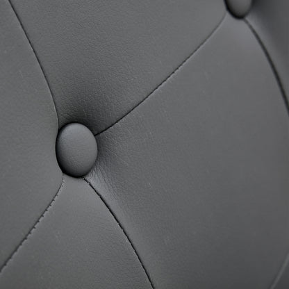 2 pcs Grid Armless Faux Leather High Back Upholstered Padded Dining Chairs- Grey_18