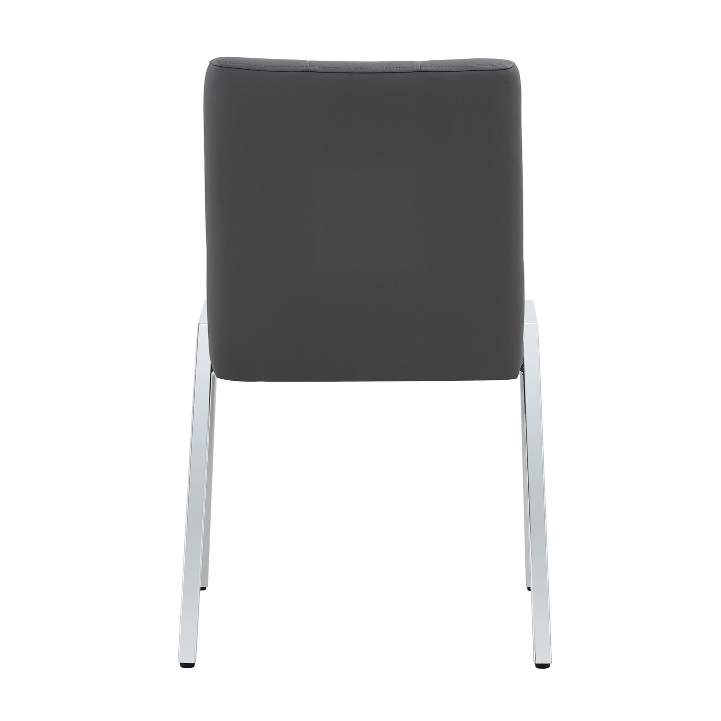 2 pcs Grid Armless Faux Leather High Back Upholstered Padded Dining Chairs- Grey_16