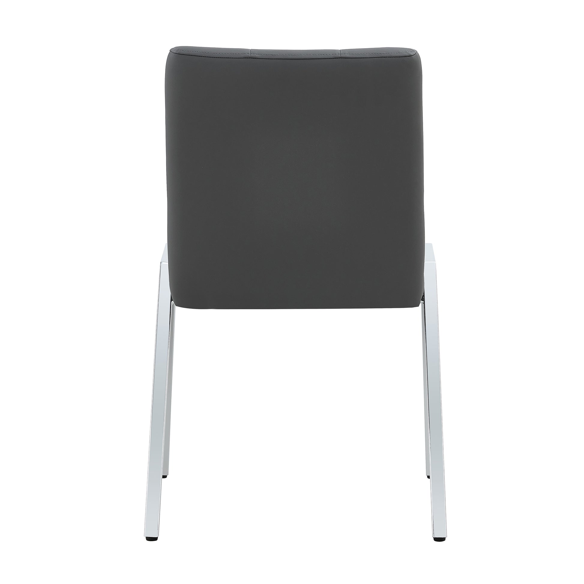 2 pcs Grid Armless Faux Leather High Back Upholstered Padded Dining Chairs- Grey_16