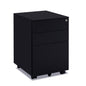 3 Drawers Under the Desk Office File Cabinet with Rolling Wheels and Lock- Black_4