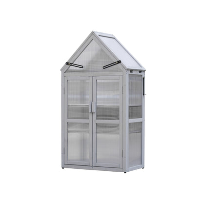 Mini Greenhouse Kit Indoor and Outdoor Tiered Plant Display Stand- White_4