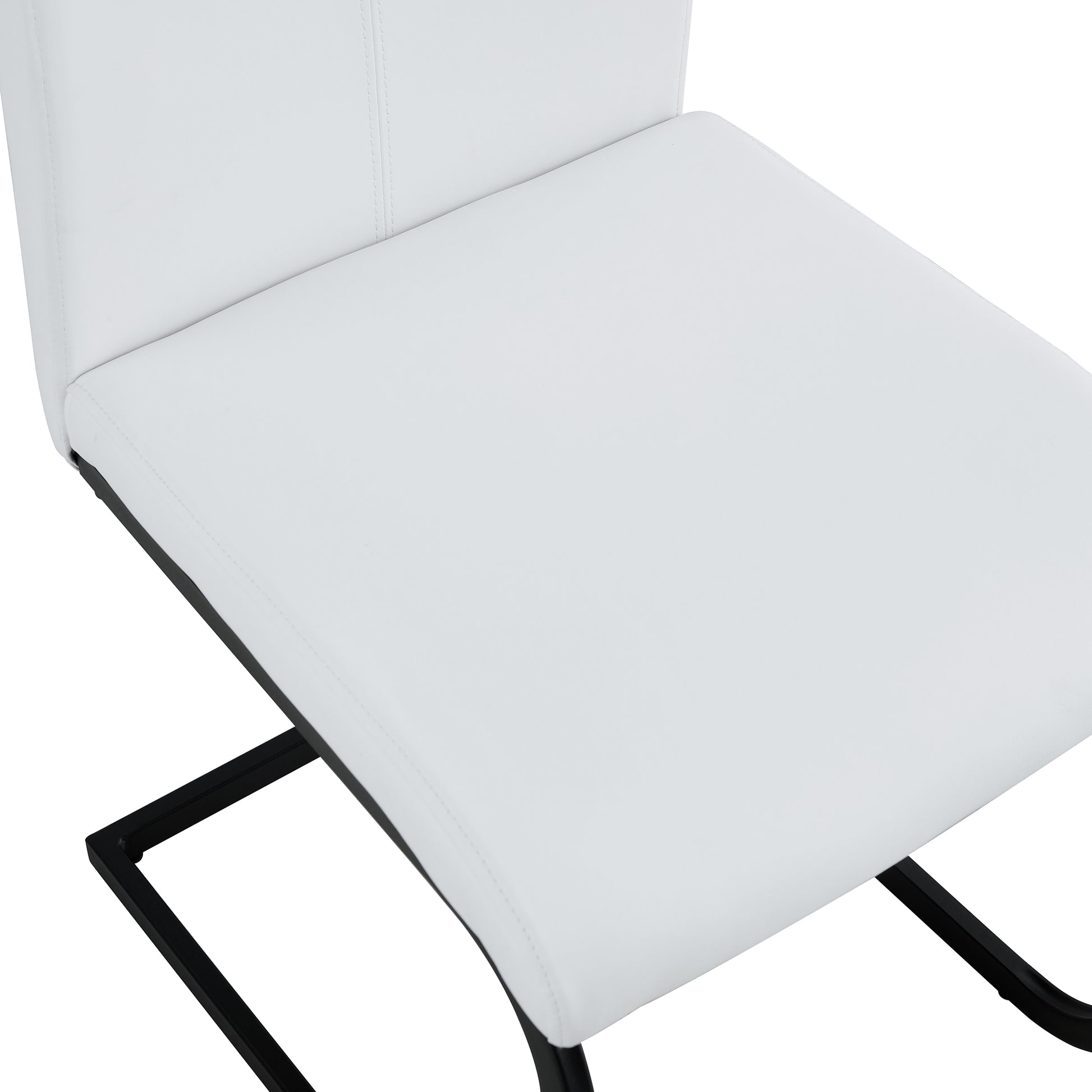 2 pcs Modern Design Dining Kitchen Chair PU Leather with Metal Legs- White_11
