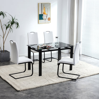 2 pcs Modern Design Dining Kitchen Chair PU Leather with Metal Legs- White_1