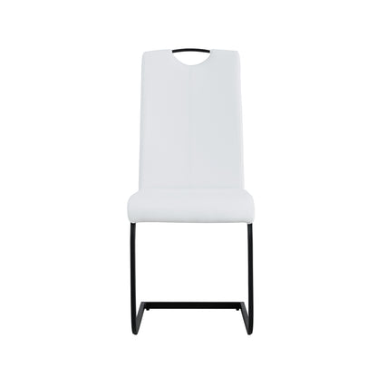 2 pcs Modern Design Dining Kitchen Chair PU Leather with Metal Legs- White_17