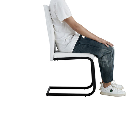 2 pcs Modern Design Dining Kitchen Chair PU Leather with Metal Legs- White_6