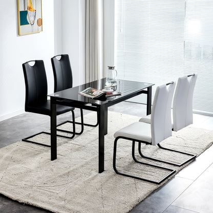 2 pcs Modern Design Dining Kitchen Chair PU Leather with Metal Legs- White_3