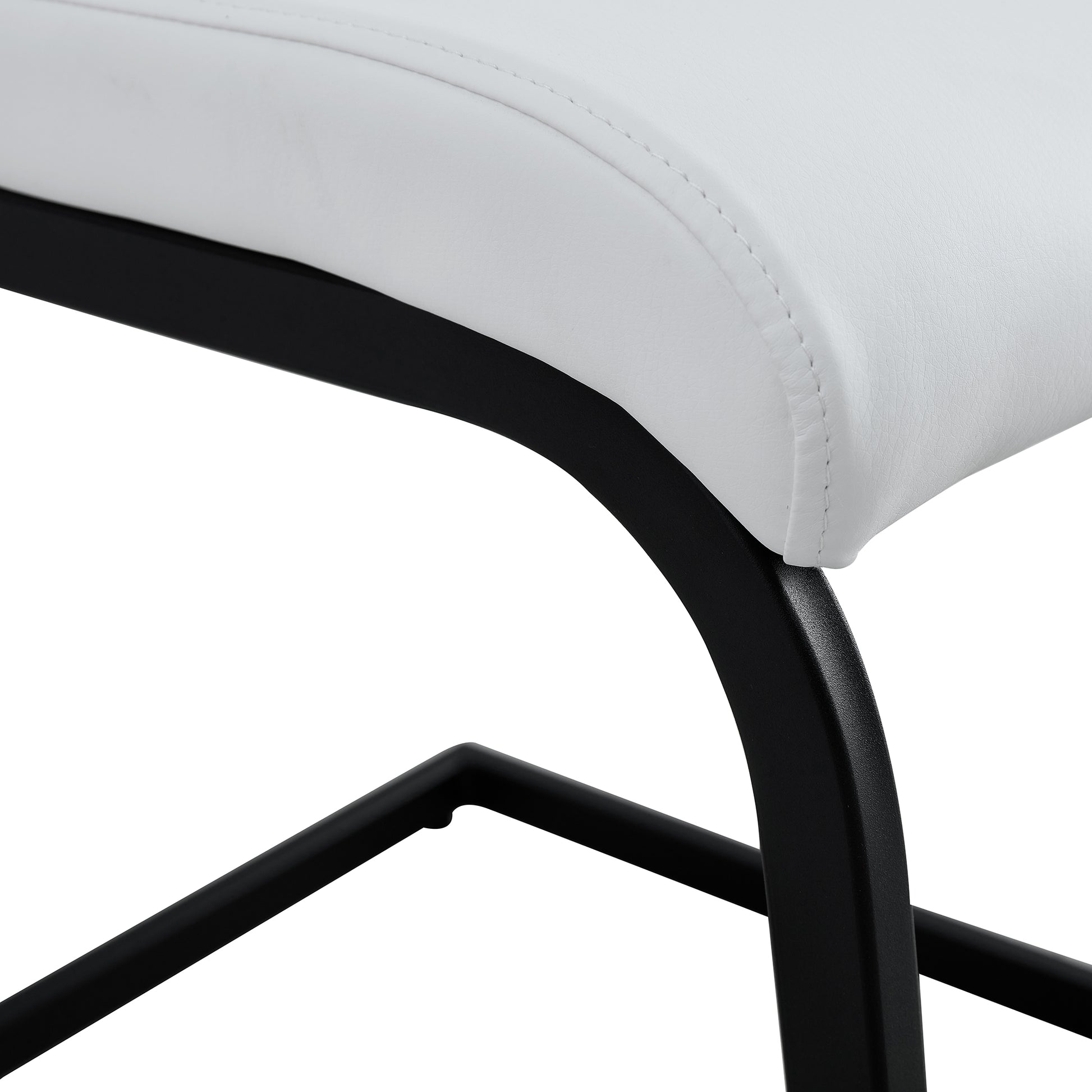 2 pcs Modern Design Dining Kitchen Chair PU Leather with Metal Legs- White_12