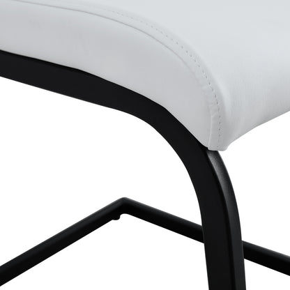 2 pcs Modern Design Dining Kitchen Chair PU Leather with Metal Legs- White_12