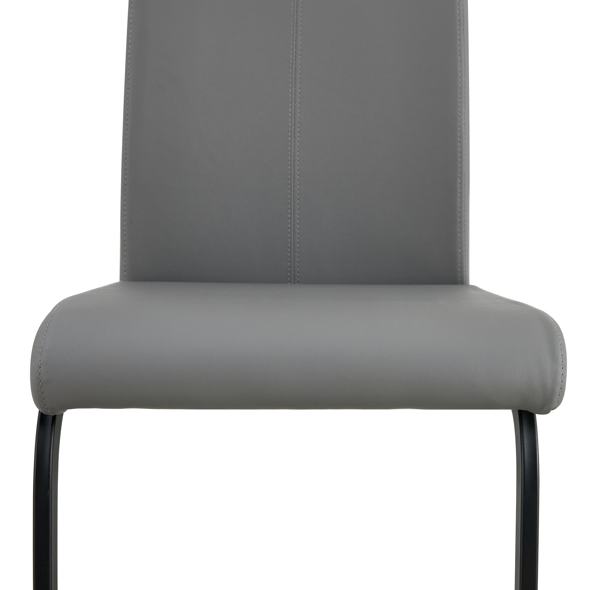 2 pcs Modern Design Dining Kitchen Chair PU Leather with Metal Legs- Grey_14