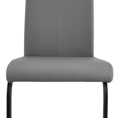 2 pcs Modern Design Dining Kitchen Chair PU Leather with Metal Legs- Grey_14