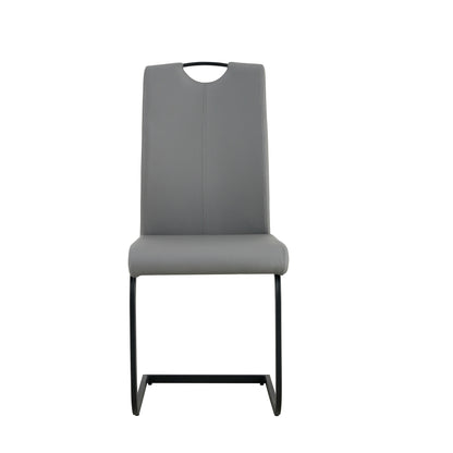 2 pcs Modern Design Dining Kitchen Chair PU Leather with Metal Legs- Grey_5