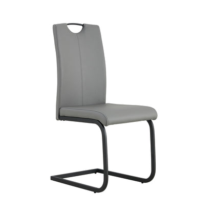 2 pcs Modern Design Dining Kitchen Chair PU Leather with Metal Legs- Grey_3