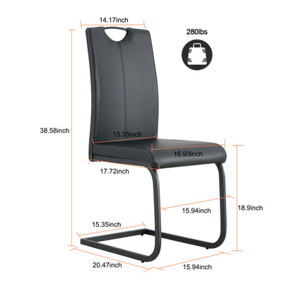2 pcs Modern Design Dining Kitchen Chair PU Leather with Metal Legs- Black_4