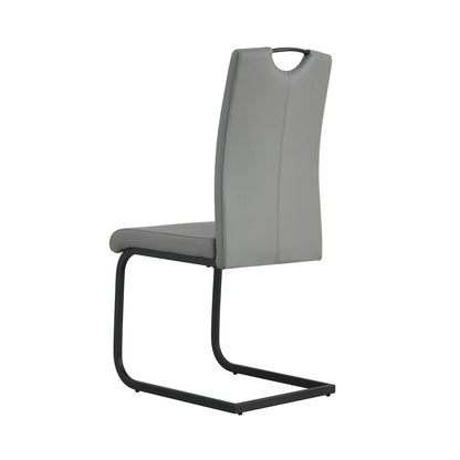 2 pcs Modern Design Dining Kitchen Chair PU Leather with Metal Legs- Grey_4