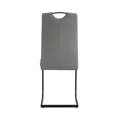 2 pcs Modern Design Dining Kitchen Chair PU Leather with Metal Legs- Grey_6