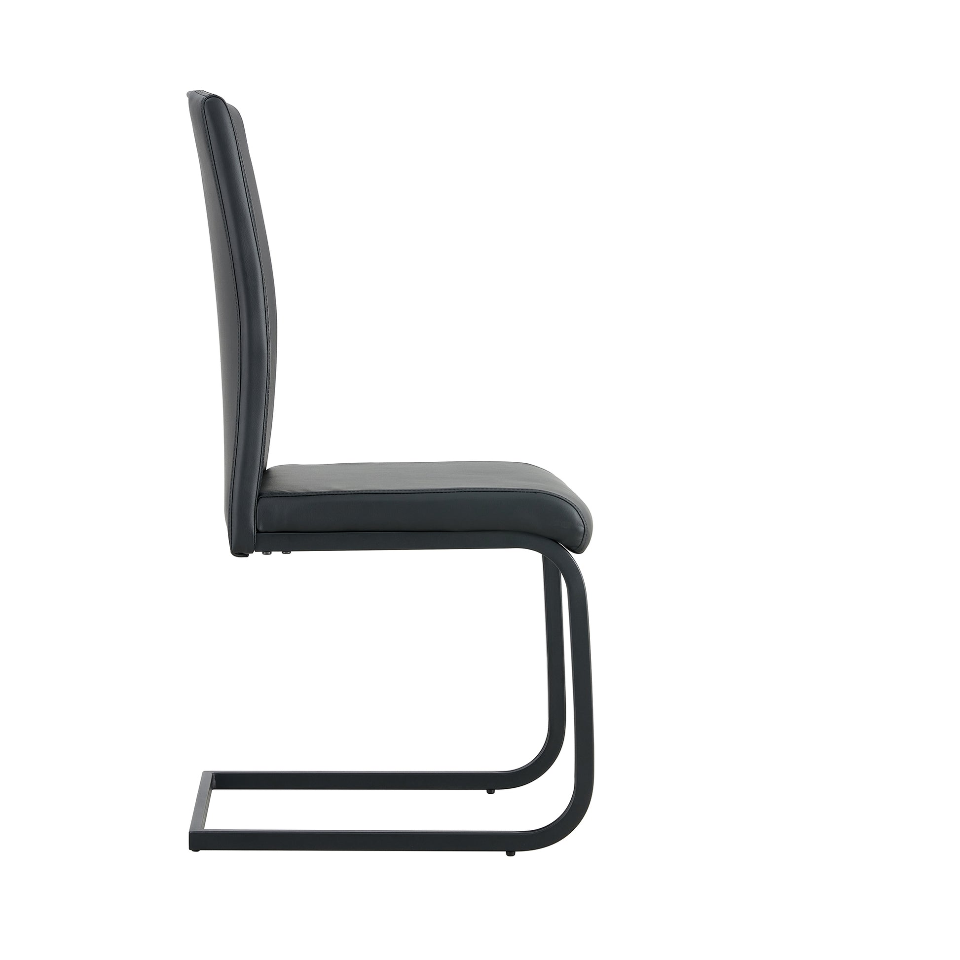 2 pcs Modern Design Dining Kitchen Chair PU Leather with Metal Legs- Black_12