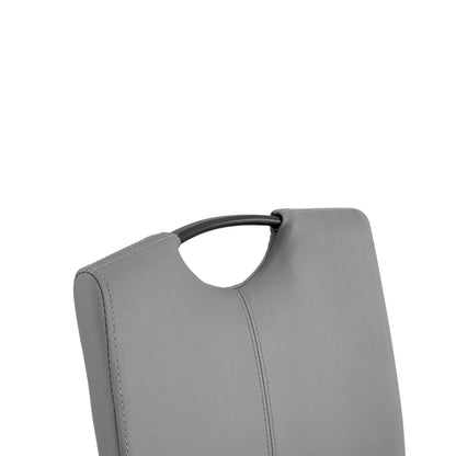 2 pcs Modern Design Dining Kitchen Chair PU Leather with Metal Legs- Grey_15
