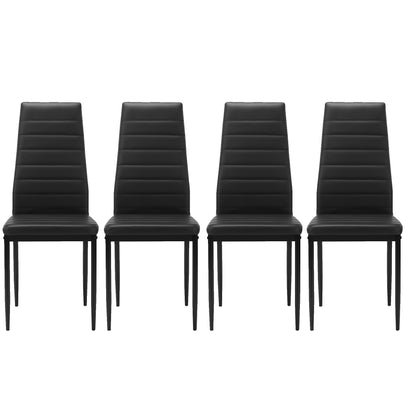 4 pcs Modern Vertical Design Dining Kitchen Chair PU Leather with Metal Legs- Black_1