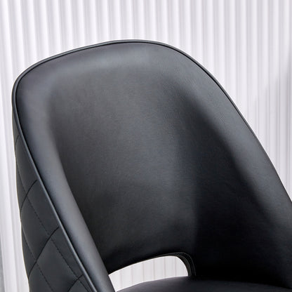 Height Adjustable PU Leather Upholstered Home and Office Swivel Chair- Black_12
