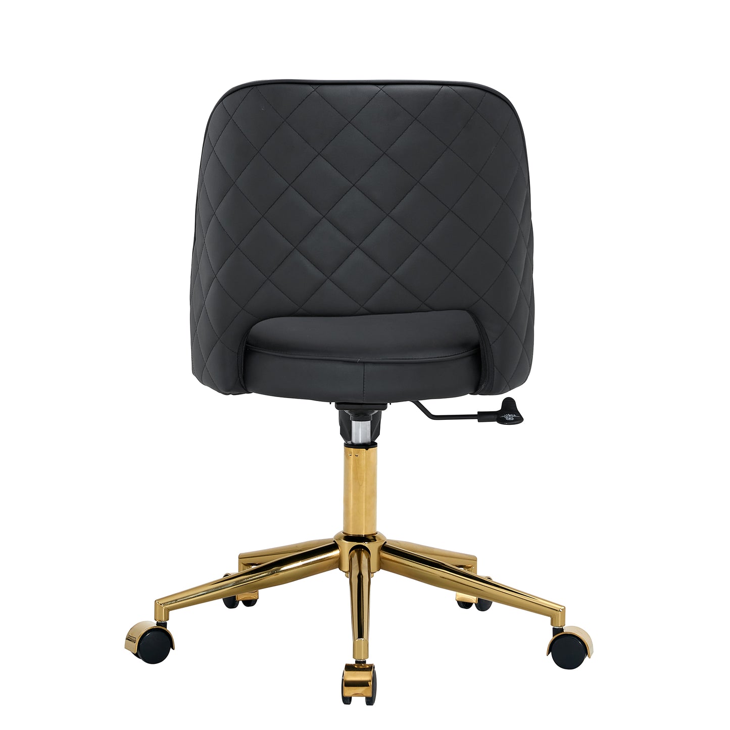 Height Adjustable PU Leather Upholstered Home and Office Swivel Chair- Black_6
