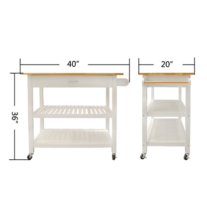 Simple Design Mobile Kitchen Island with Two Lockable Wheels- White_23