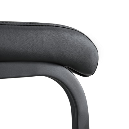 Set of 2 PU Faux Leather Upholstered High Bar Stool Chair with Back Rest- Black_16