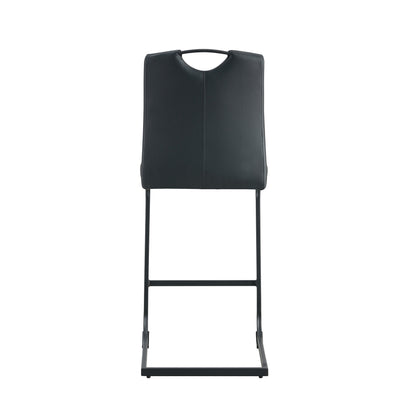 Set of 2 PU Faux Leather Upholstered High Bar Stool Chair with Back Rest- Black_8