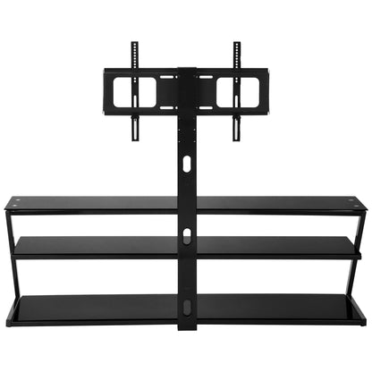 Floor Media Storage Stand With Mount Height Adjustable Swivel Bracket - Black_6