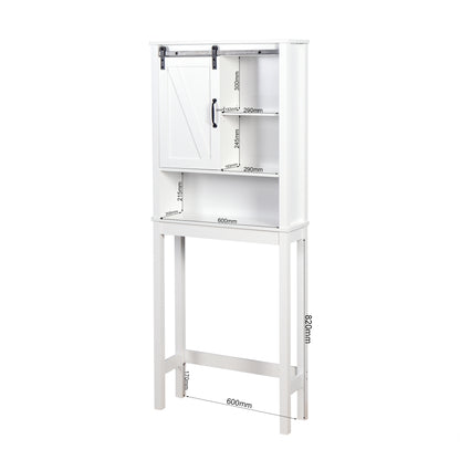Over-the-Toilet Space-Saving Bathroom Storage Cabinet with Barn Door in White_3