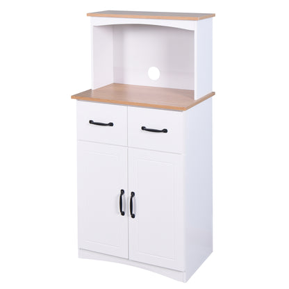 Wooden Kitchen Pantry Storage Microwave Cabinet with Storage Drawer- White_10