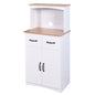 Wooden Kitchen Pantry Storage Microwave Cabinet with Storage Drawer- White_10