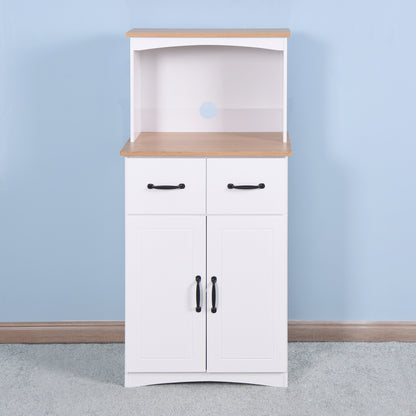 Wooden Kitchen Pantry Storage Microwave Cabinet with Storage Drawer- White_5