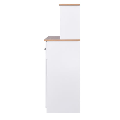 Wooden Kitchen Pantry Storage Microwave Cabinet with Storage Drawer- White_12