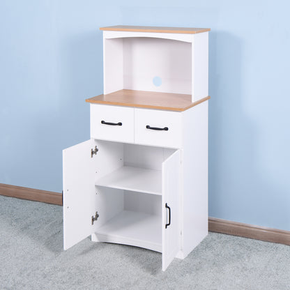 Wooden Kitchen Pantry Storage Microwave Cabinet with Storage Drawer- White_7