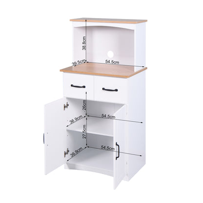 Wooden Kitchen Pantry Storage Microwave Cabinet with Storage Drawer- White_9