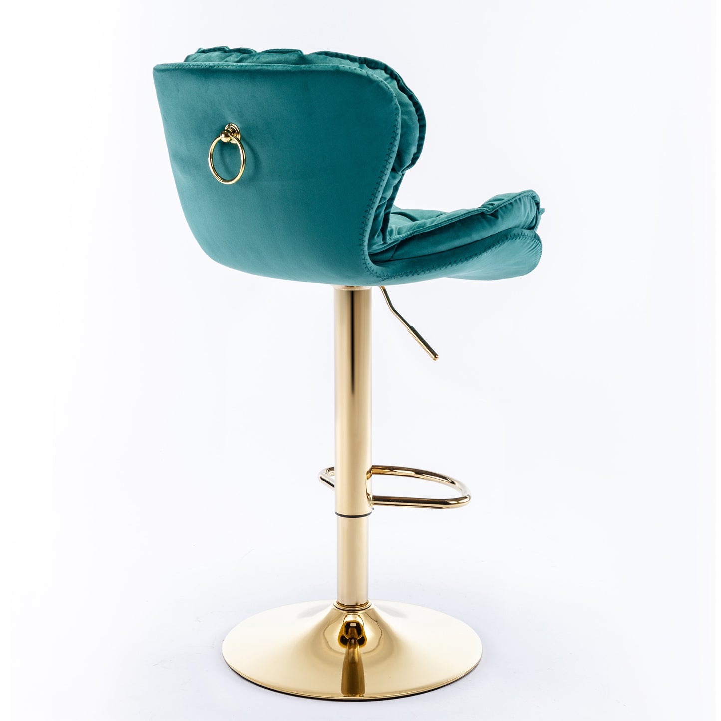 Swivel Bar Stools Set of 2 Counter Height Adjustable Velvet Upholstery- Green_5