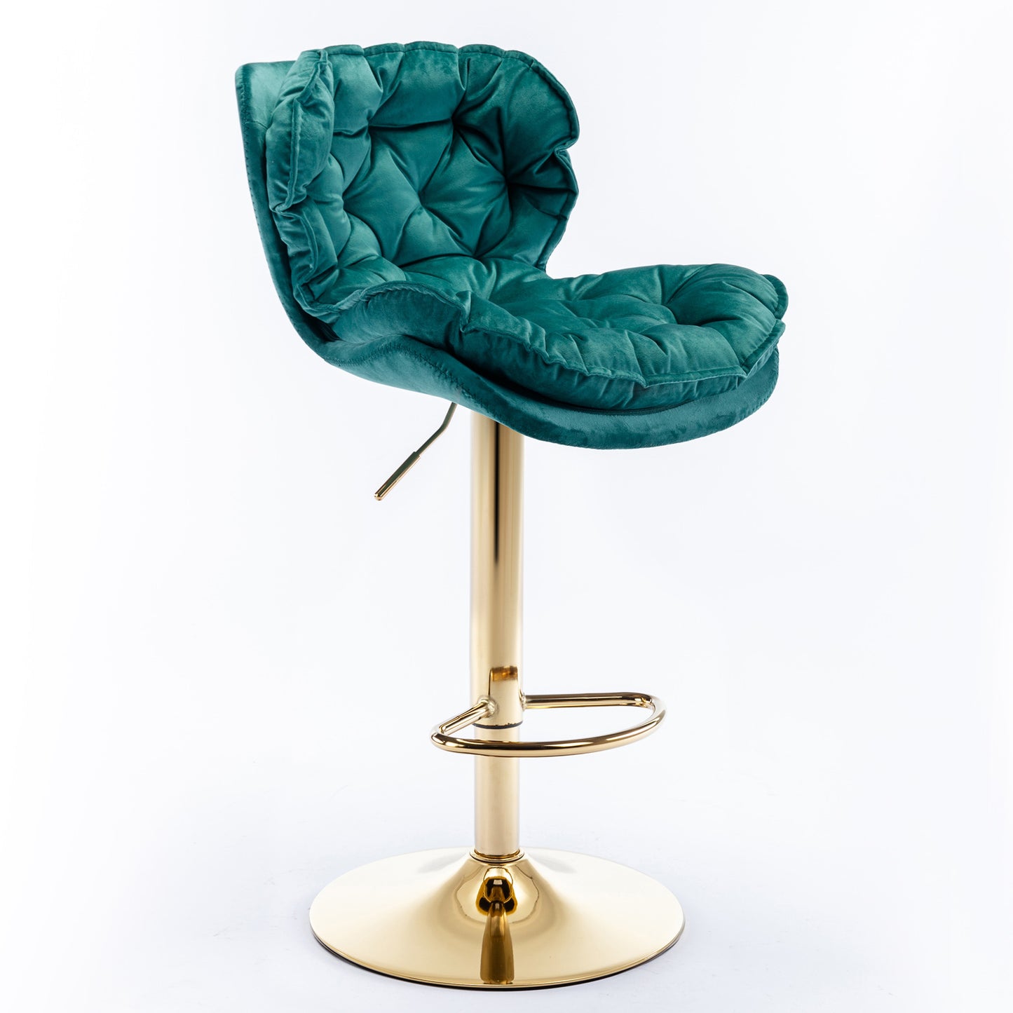 Swivel Bar Stools Set of 2 Counter Height Adjustable Velvet Upholstery- Green_3