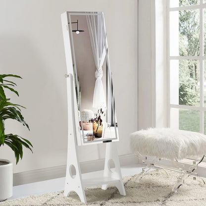 Fashion Simple Jewelry Storage Mirror Cabinet With LED Lights- White_28