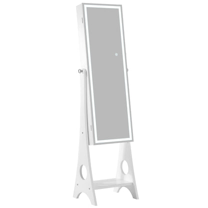 Fashion Simple Jewelry Storage Mirror Cabinet With LED Lights- White_12