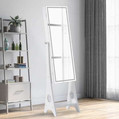 Fashion Simple Jewelry Storage Mirror Cabinet With LED Lights- White_6