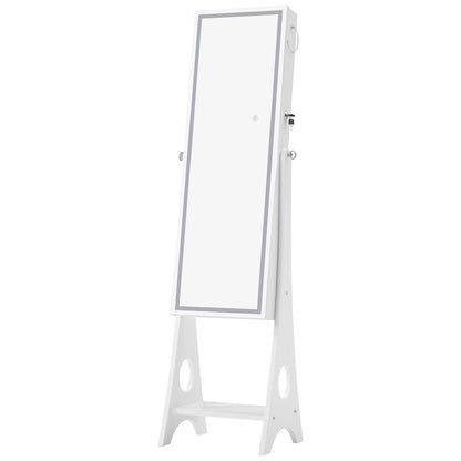 Fashion Simple Jewelry Storage Mirror Cabinet With LED Lights- White_2