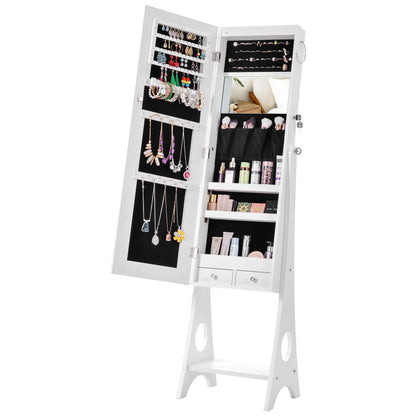 Fashion Simple Jewelry Storage Mirror Cabinet With LED Lights- White_5