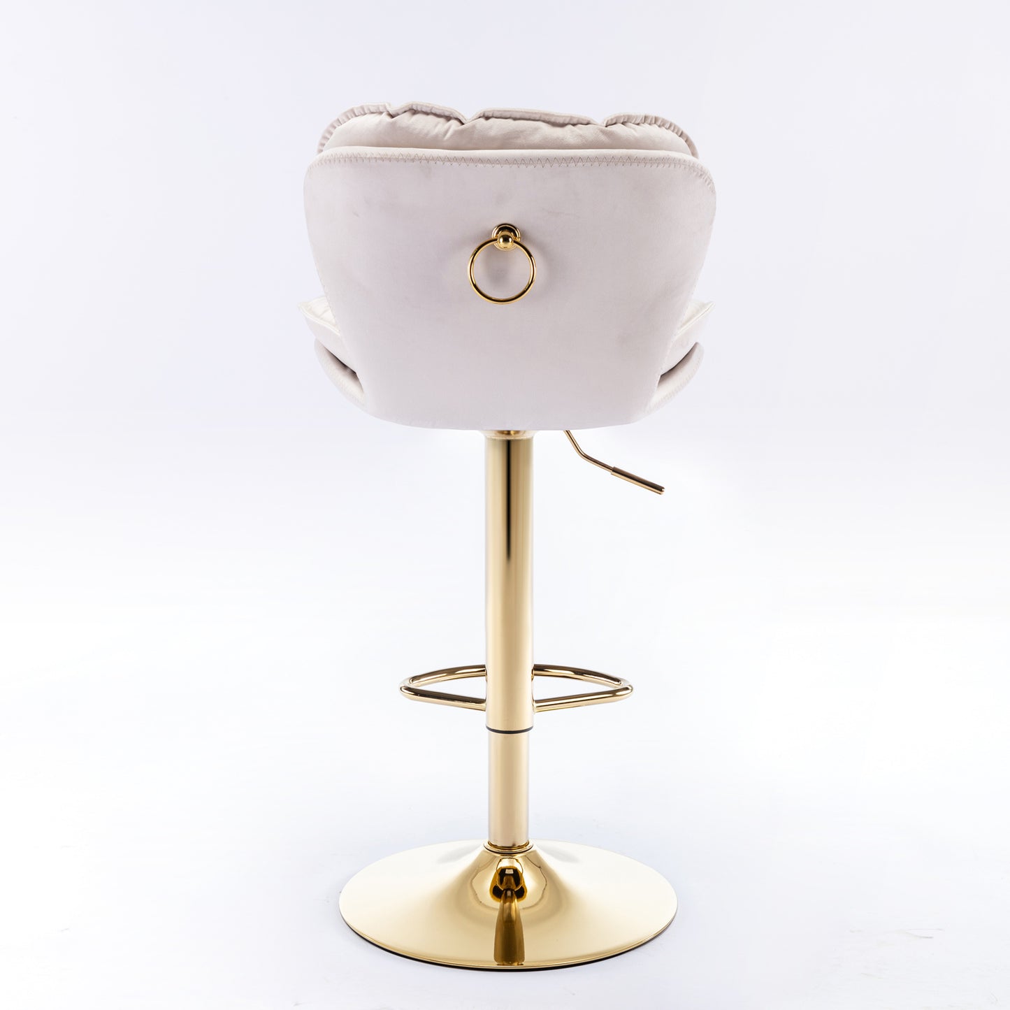 Swivel Bar Stools Set of 2 Counter Height Adjustable Velvet Upholstery- Beige_6