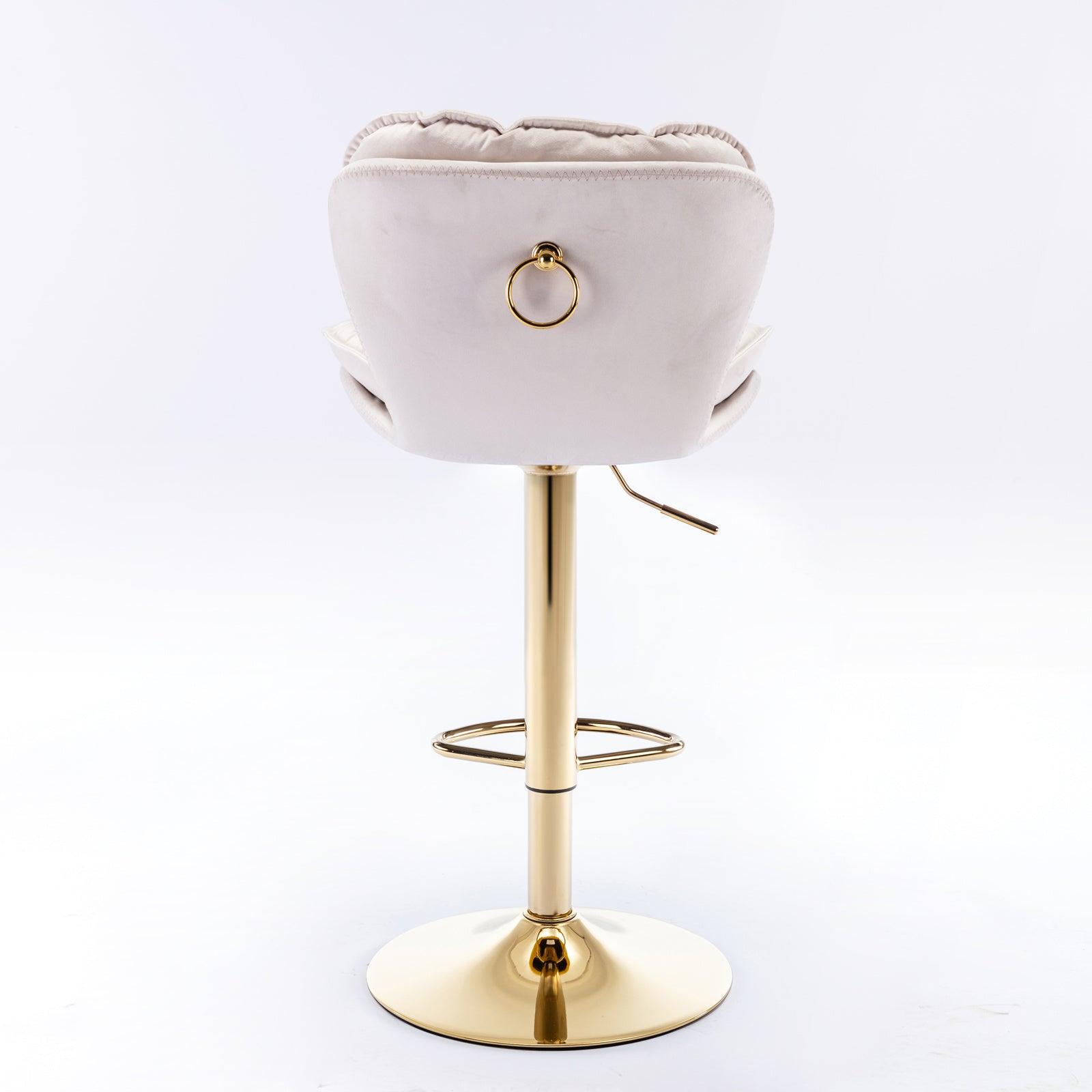 Swivel Bar Stools Set of 2 Counter Height Adjustable Velvet Upholstery- Beige_6