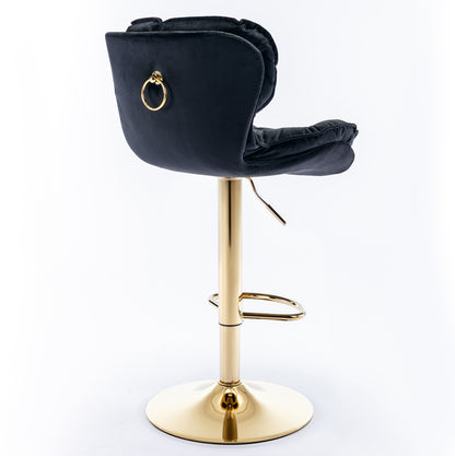 Swivel Bar Stools Set of 2 Counter Height Adjustable Velvet Upholstery- Black_5
