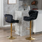 Swivel Bar Stools Set of 2 Counter Height Adjustable Velvet Upholstery- Black_1