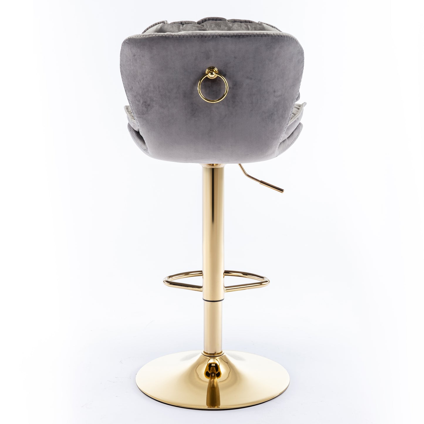 Swivel Bar Stools Set of 2 Counter Height Adjustable Velvet Upholstery- Grey_6